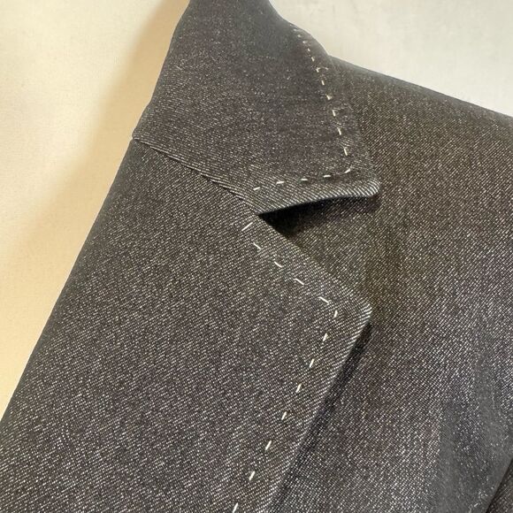 Kasper vintage denim look open stitch 2 piece blazer trouser pantsuit size 8 - Picture 5 of 10